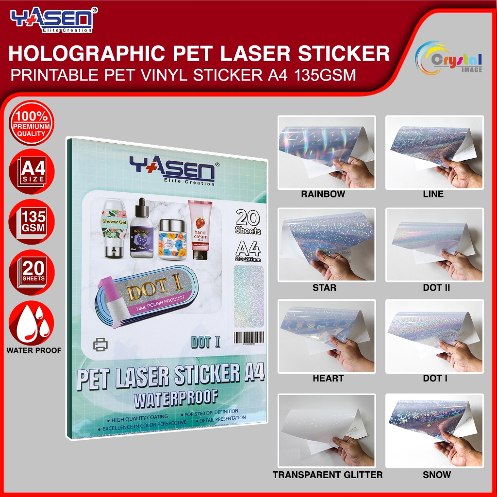 NEW Yasen PET Laser Sticker Printable Holographic Vinyl Sticker Paper ...