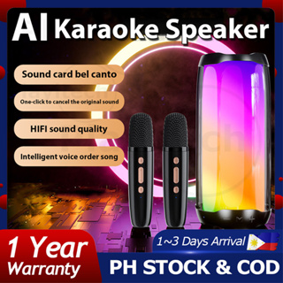 100W YS-203 Portable Professional Karaoke Dual Microphone Bluetooth Speaker  Smart External Karaoke Equipment Home Party Artifact