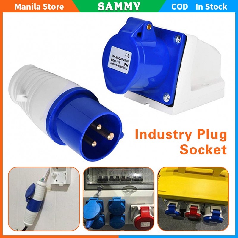 3 Pin 013/113 Industrial Plug/Socket Connector Wall Mounted Ip44 Rated