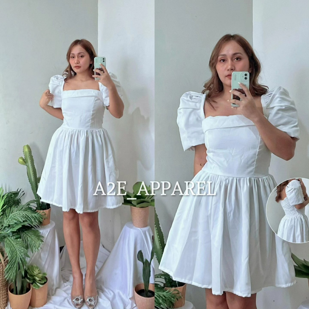 A2E | Chesa Dress | Modern Filipiniana Massive Puff Sleeves Graduation Dress  | Shopee Philippines