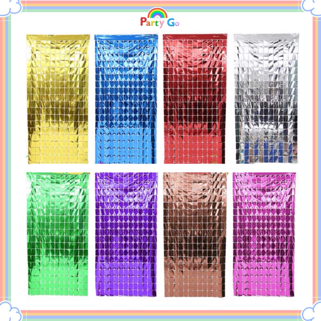 1m 2m Square Foil Curtain Backdrop Metallic Tinsel Foil Fringe Party