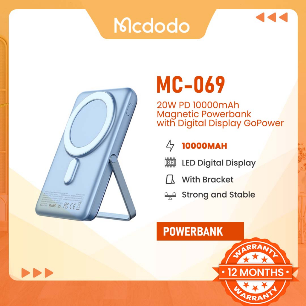 Mcdodo Mc W Pd Mah Magnetic Powerbank With Digital Display Gopower Shopee Philippines