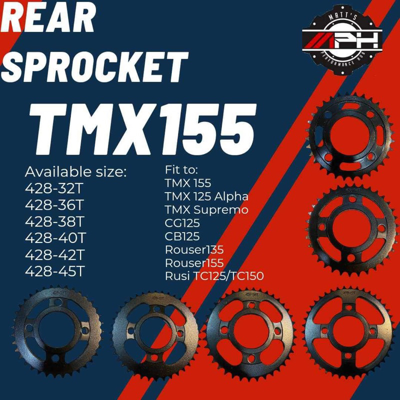 Tmx 125 sprocket size sales