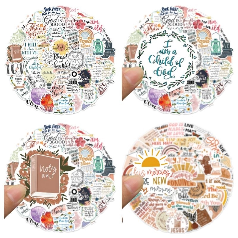50 pcs assorted DIY waterproof Bible verse sticker | Shopee Philippines