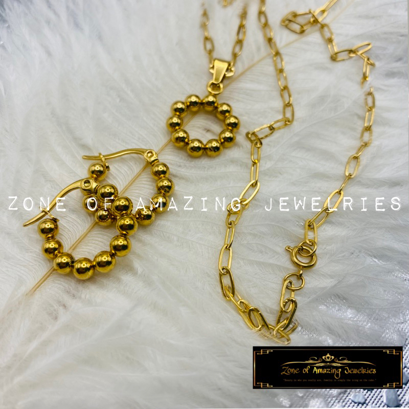 zoaj.ph Bubble Necklace and Earrings Set with Paperclip Chain Round ...