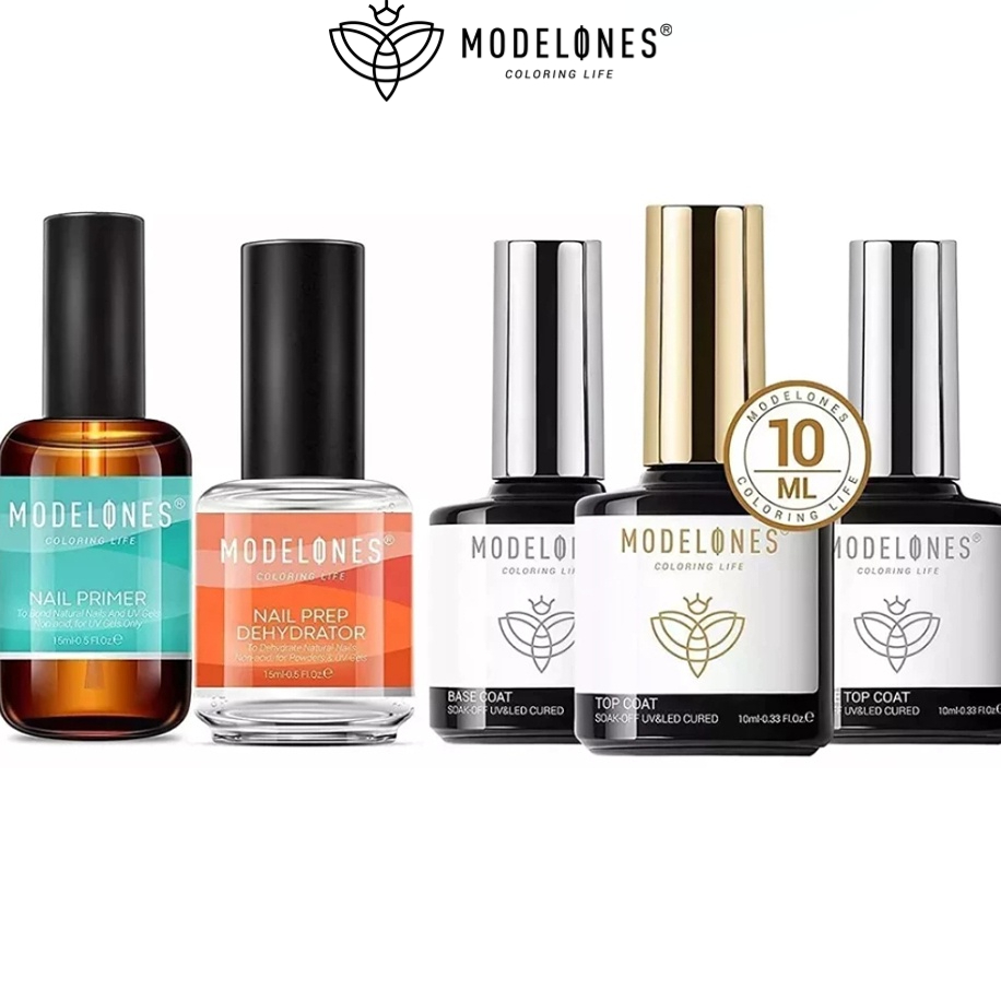 Modelones Gel Nail Polish Matte Top and Base Coat Set Dengan Primer ...