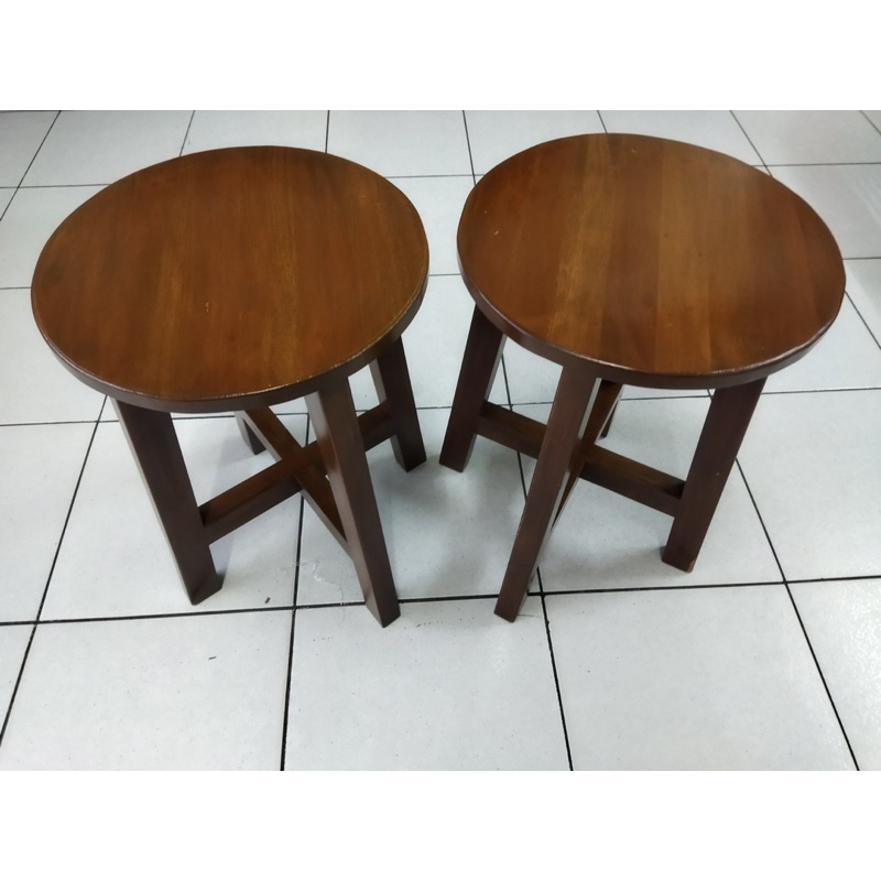 solid KD Mahogany tall bilog bangkito or stool with brown varnish (sold