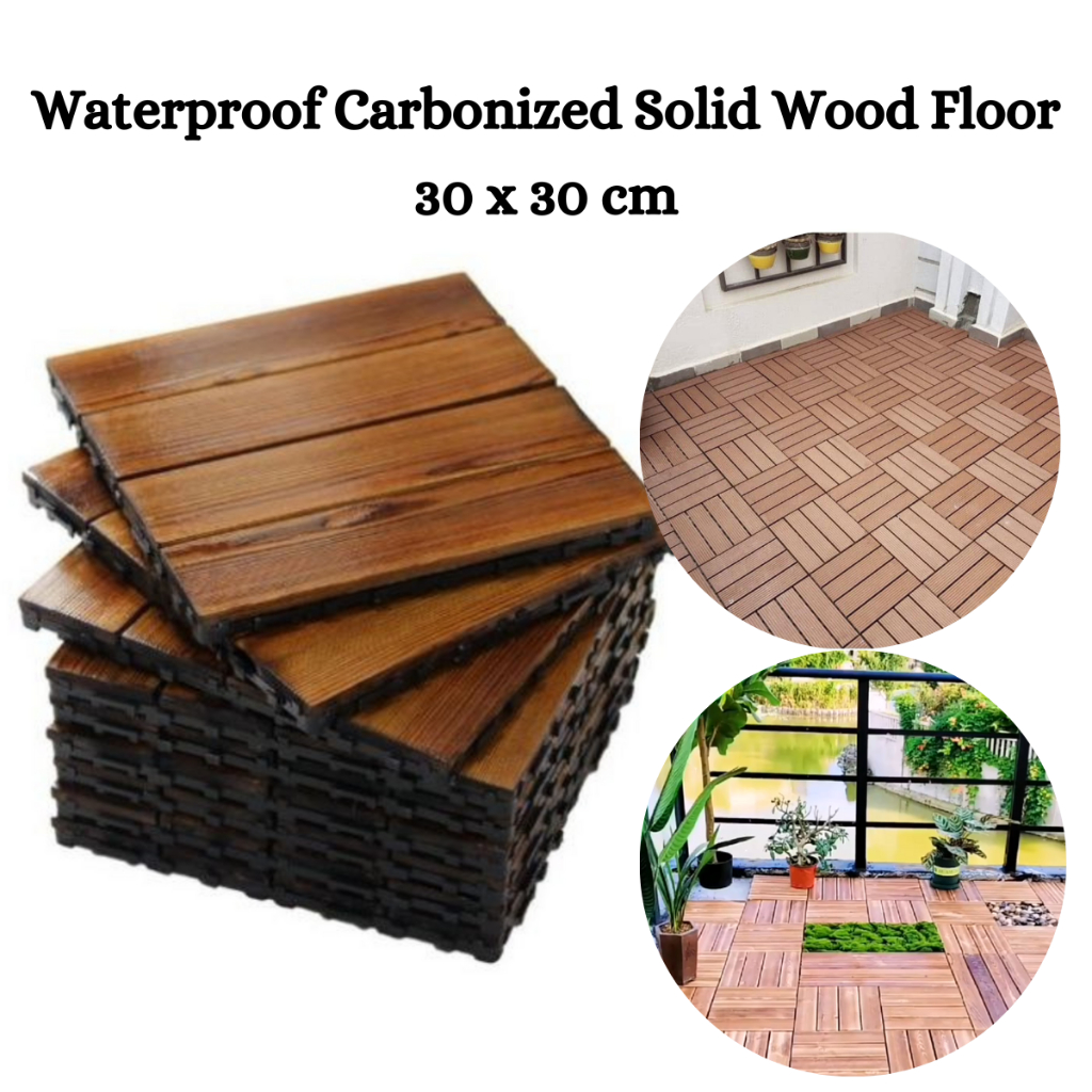 DIY Eco Friendly Wood Flooring Deck 30x30CM Wood Floor Tile Waterproof