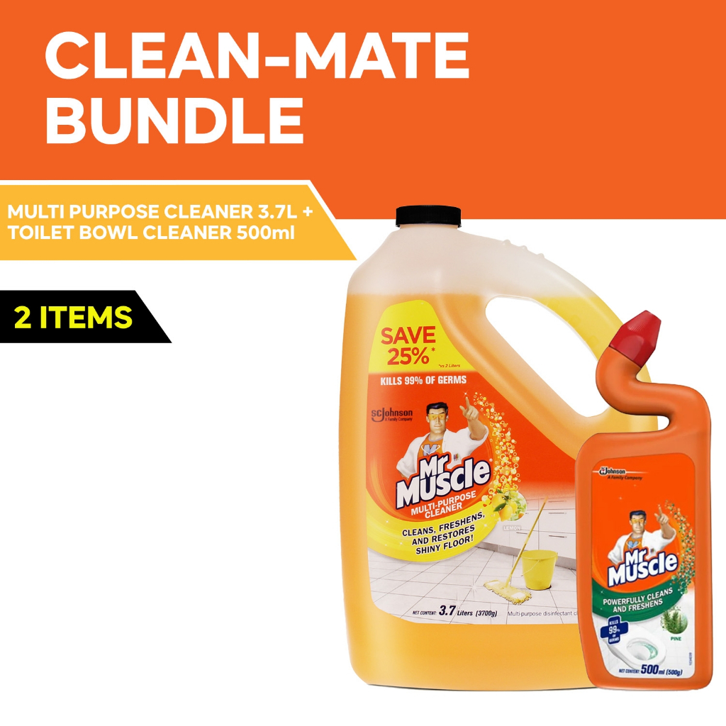 Mr. Muscle All Purpose Cleaner 3.7L Lemon & Mr. Muscle Toilet Bowl