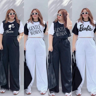 Wide leg pants with pocket pair with cotton loose crop top