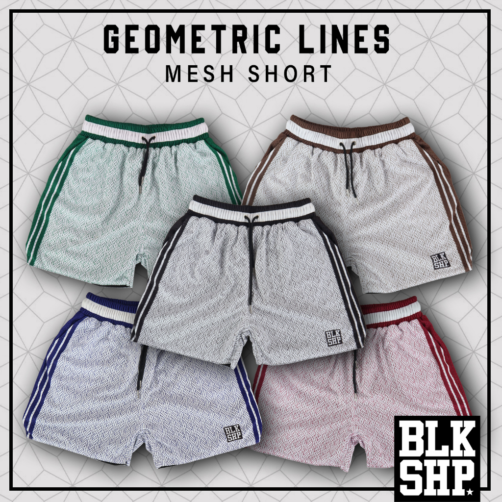 BLKSHP Geometric Lines Mesh Shorts Summer Shorts Minimalist shorts Dri fit Shorts Gym Sports Shopee Philippines