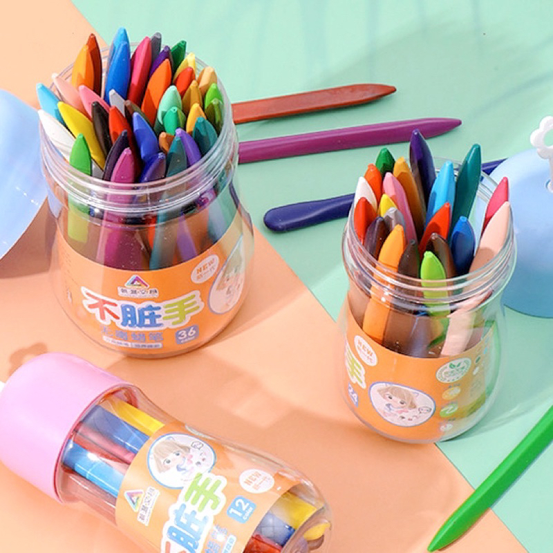 12/24/36 Colors plastick crayons Crayons Painting Safe NonToxic Not Dirty Hand Drawing Coloring