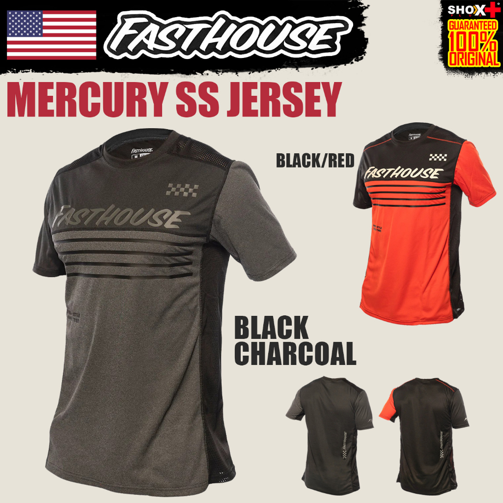 FASTHOUSE Jersey Clásico De Manga Corta Mercury, Negro Jaspeado/carbón Jaspeado, Pequeña