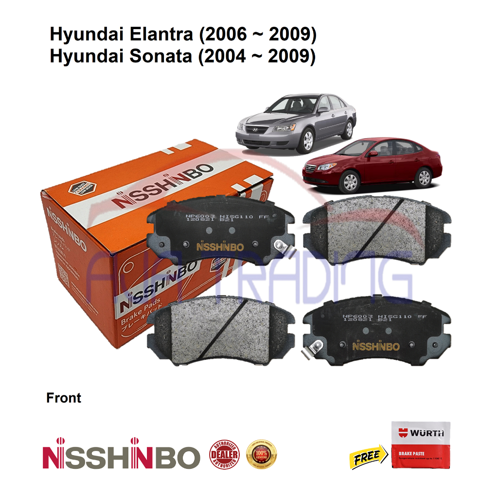 Genuine Nisshinbo Front Brake Pads for Hyundai Elantra (2006 ~ 2009 ...