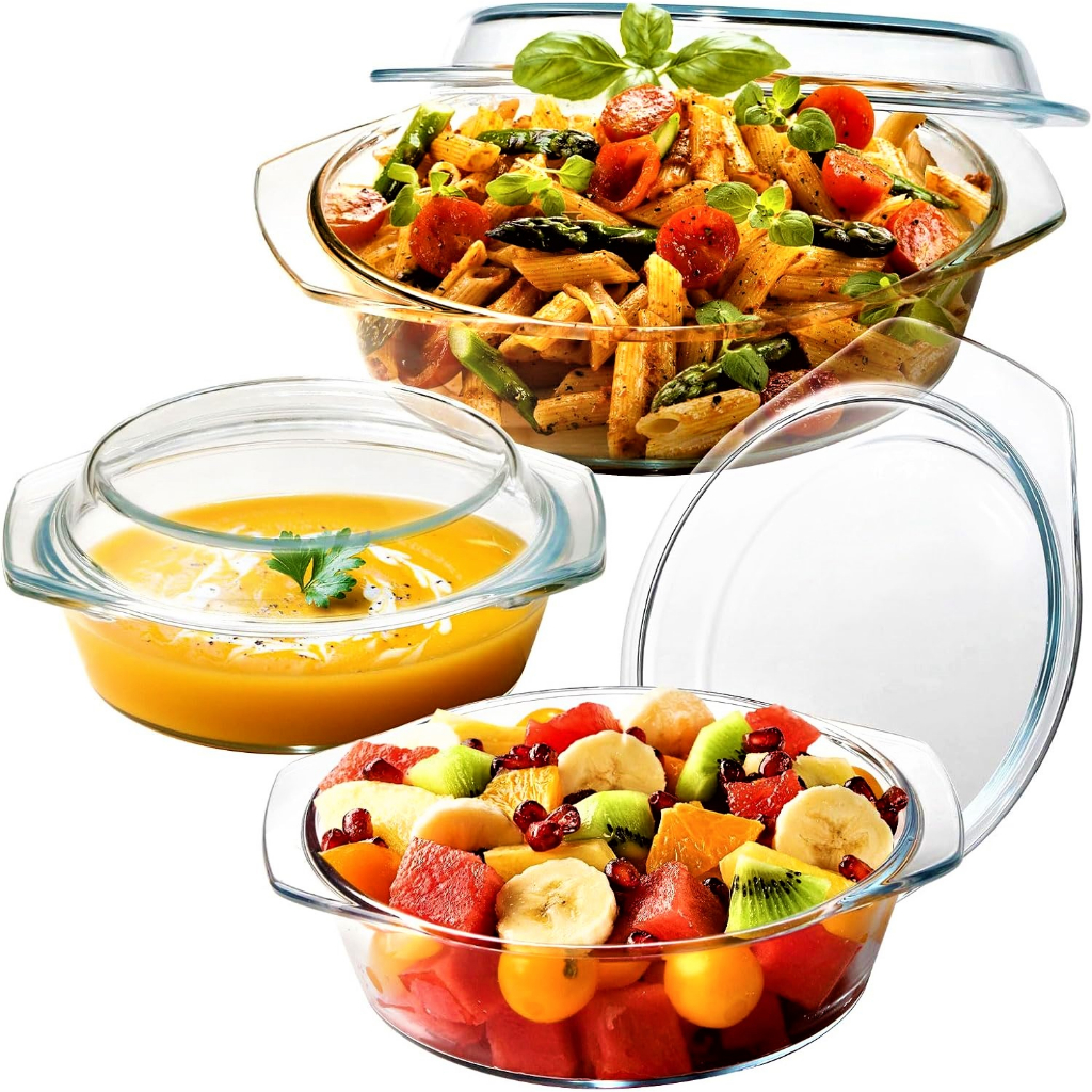 UTD Glass Casserole with Lid/Serving Bowl/Stackable Bowl (1000ml ...
