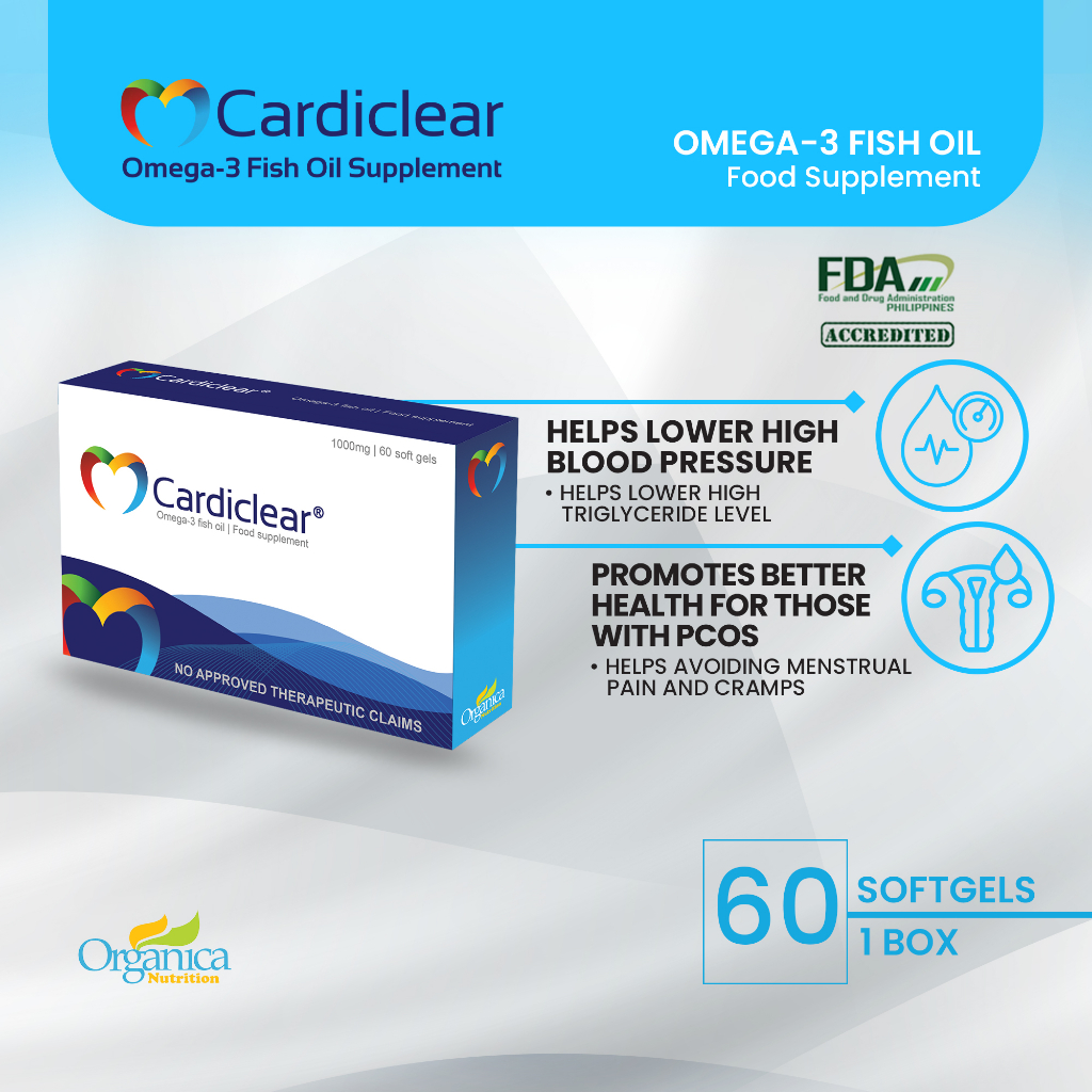 [ For Lower Cholesterol and Blood Pressure ] Cardiclear Omega3 Fish Oil (1 Box) Shopee