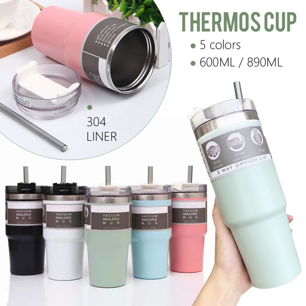 Thermos Cup Stainless Steel Vacuum Tumbler with Straw Water Bottle