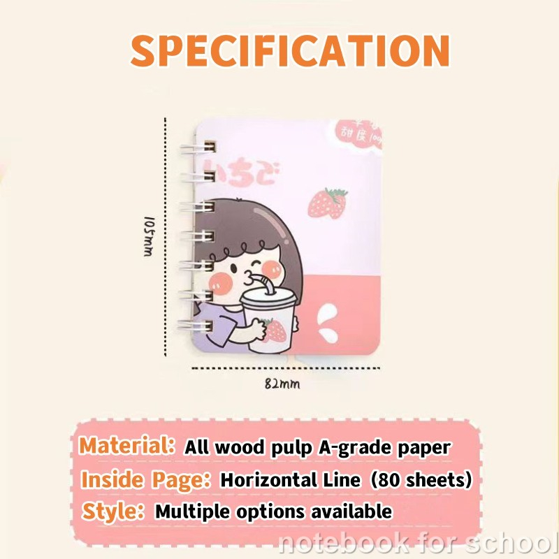 1PC A7 Cute Mini Spiral Notebook Cartoon Diary Notepad Coil Book School ...