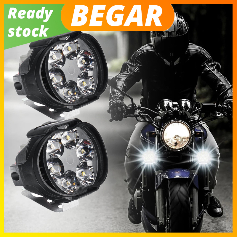 2pcs 6 LED Motorcycle Spot Light Buld Fog Light 12V Motor Car Universal Waterproof Front Spot