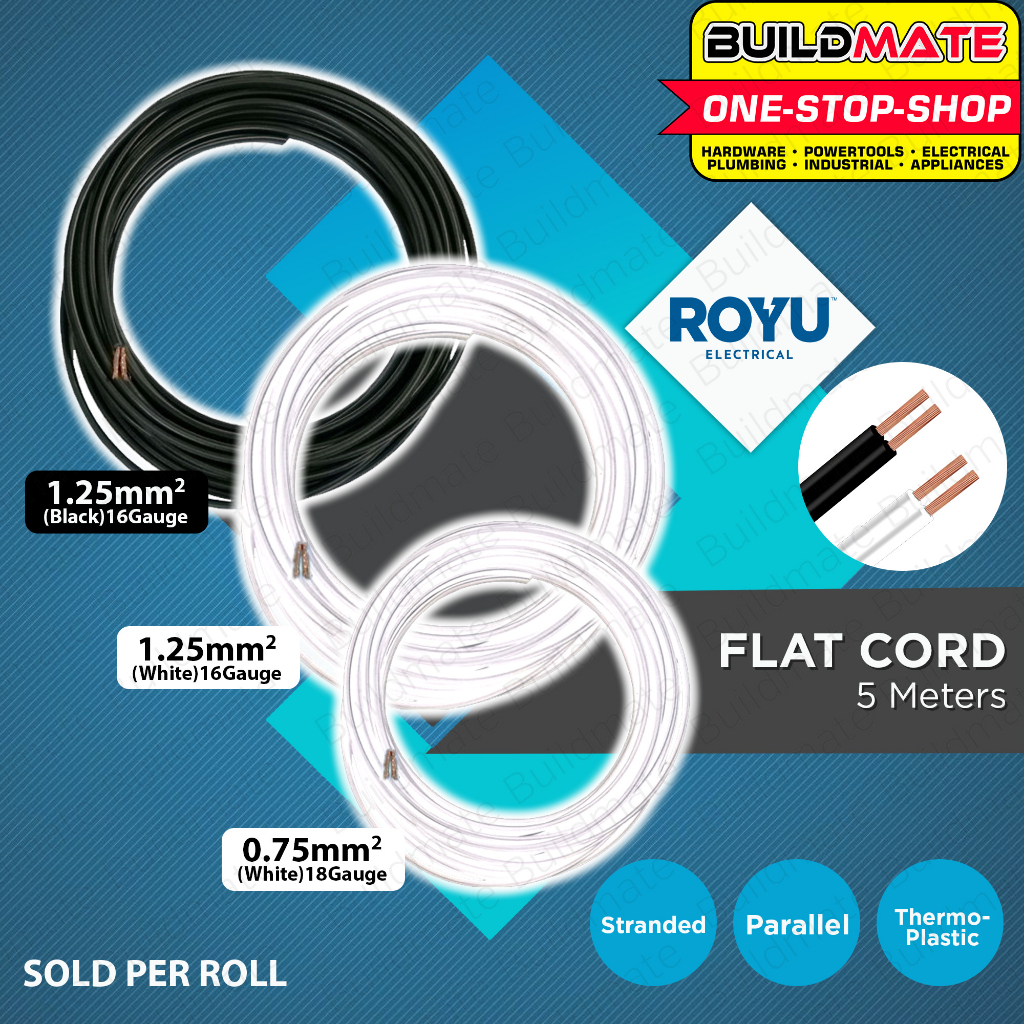 Buildmate Royu Flat Cord Awg Awg Meters Electrical Cable Wire