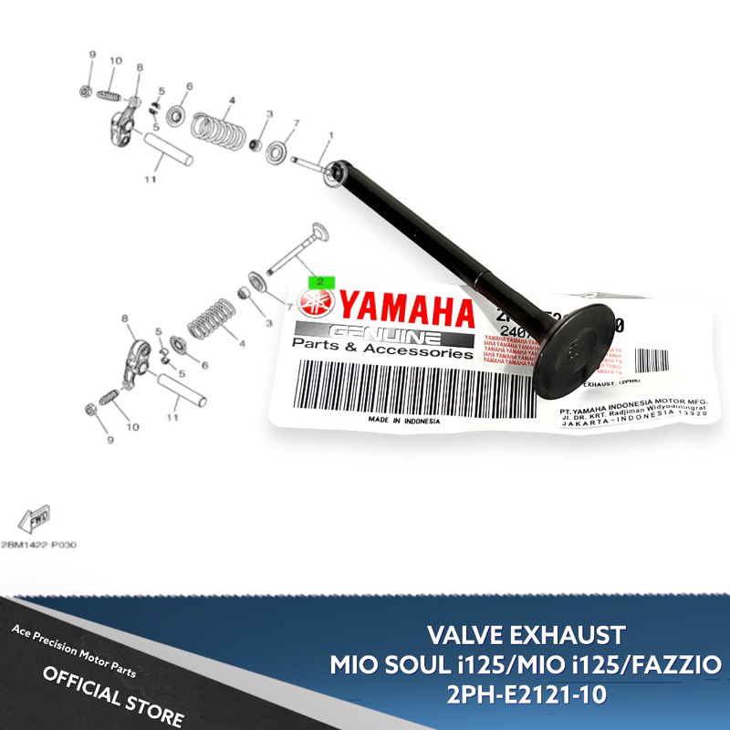 VALVE EXHAUST FAZZIO/ MIO i125s/ MIO i125/ SOUL i125s/ SOUL i125 2PH