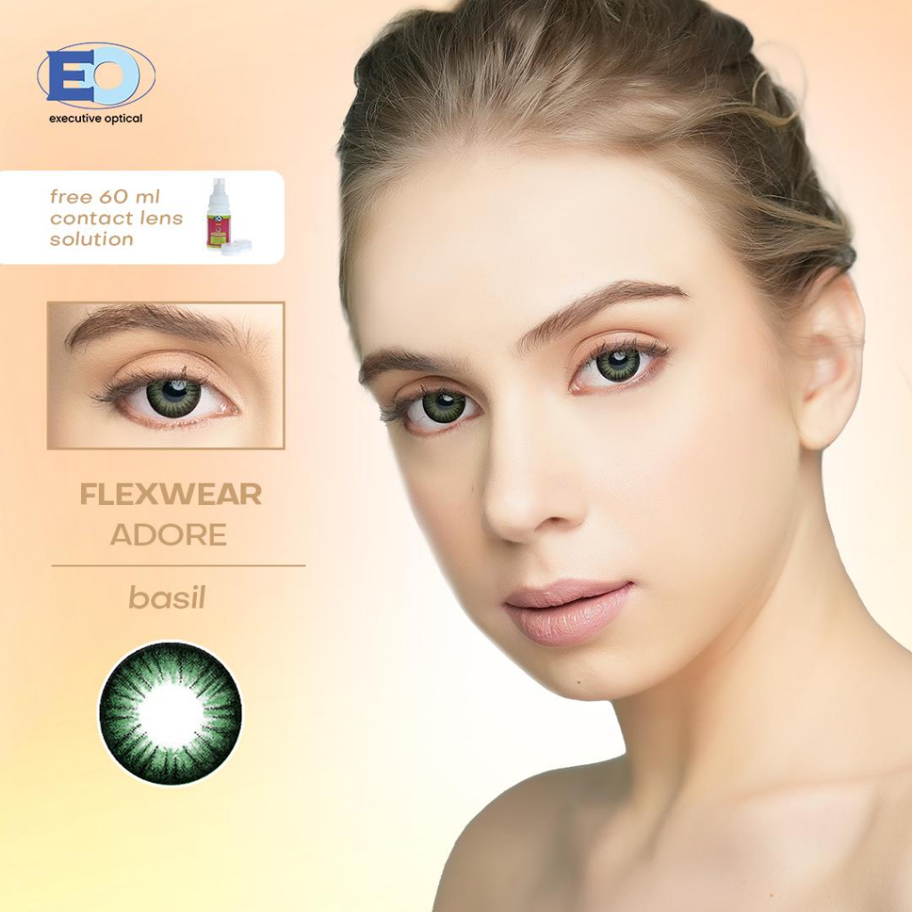 EO Flexwear Adore Basil Graded Green Contact Lenses with Solution Set