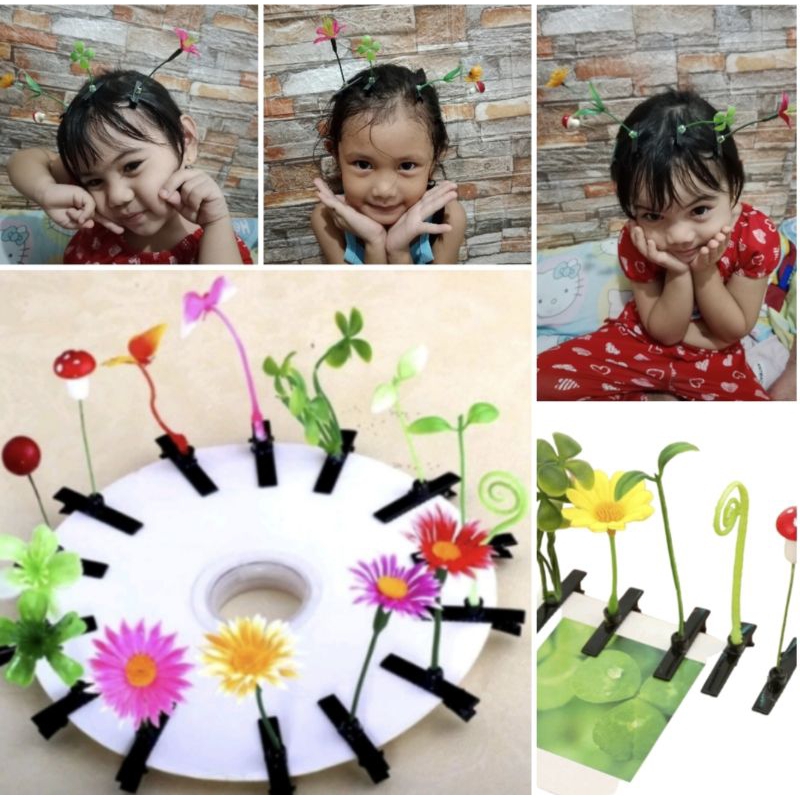 Assorted 5pcs/set Novelty Cute Bean Sprouts Hair Clips for Girls Fun