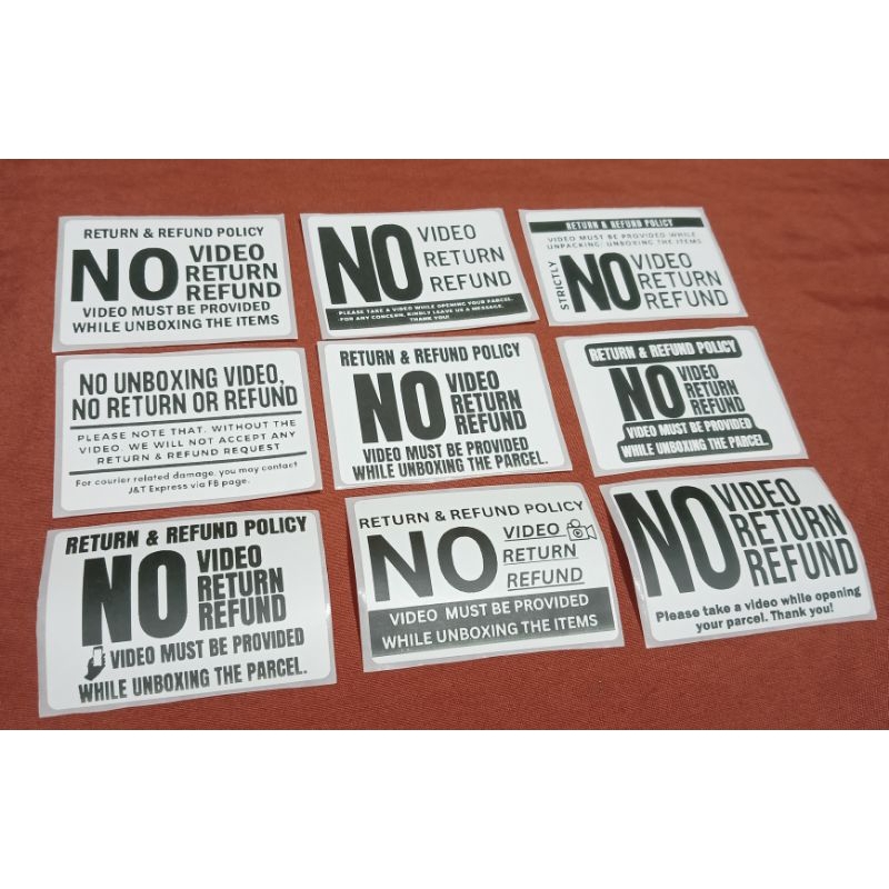 High quality no video no return no refund sticker shopee philippines