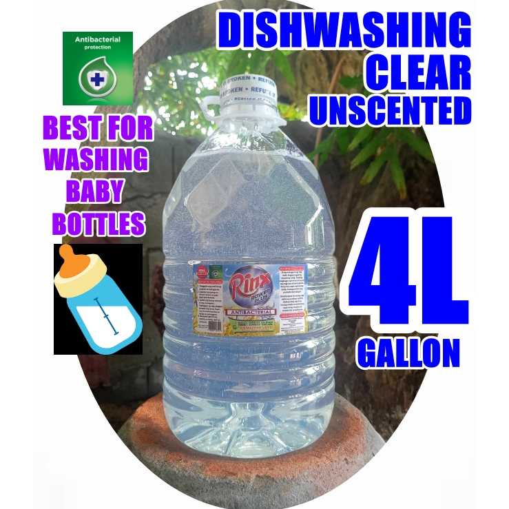 Dishwashing Liquid UNSCENTED Antibacterial, 4 LITER GALLON - Safe For ...