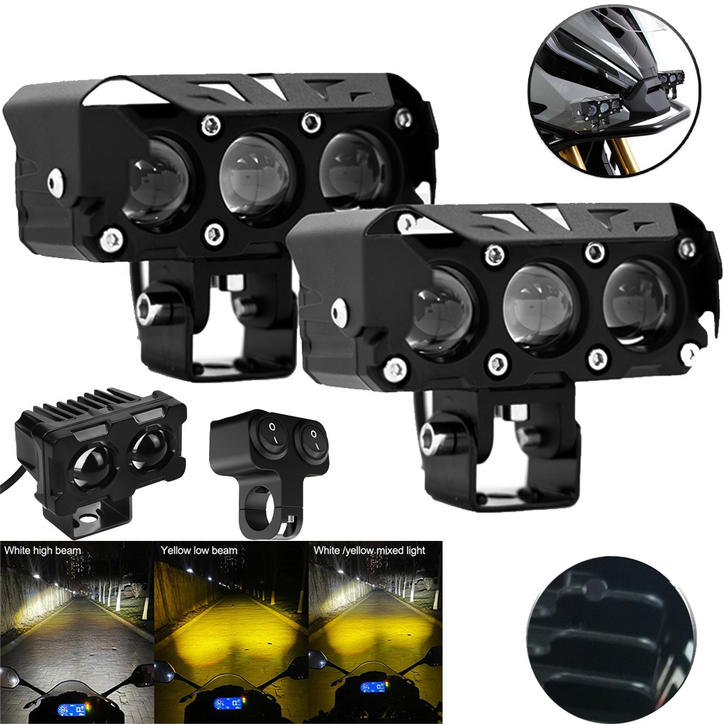 Mini Driving Lights led White+Yellow waterproof V9 light One Pair 3 ...