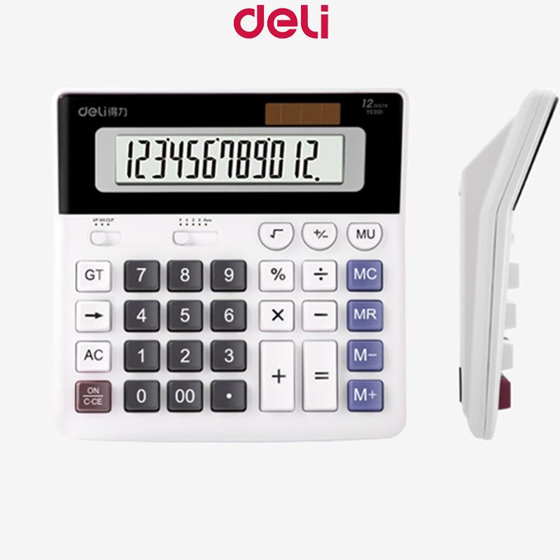 Deli Basic Calculator Big Display 12 Digits Desktop Calculator Solar ...