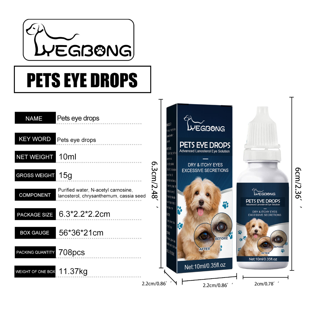 Yegbong Pet eye drops For Infection For Dogs & Cats Eyes And Tear Stain