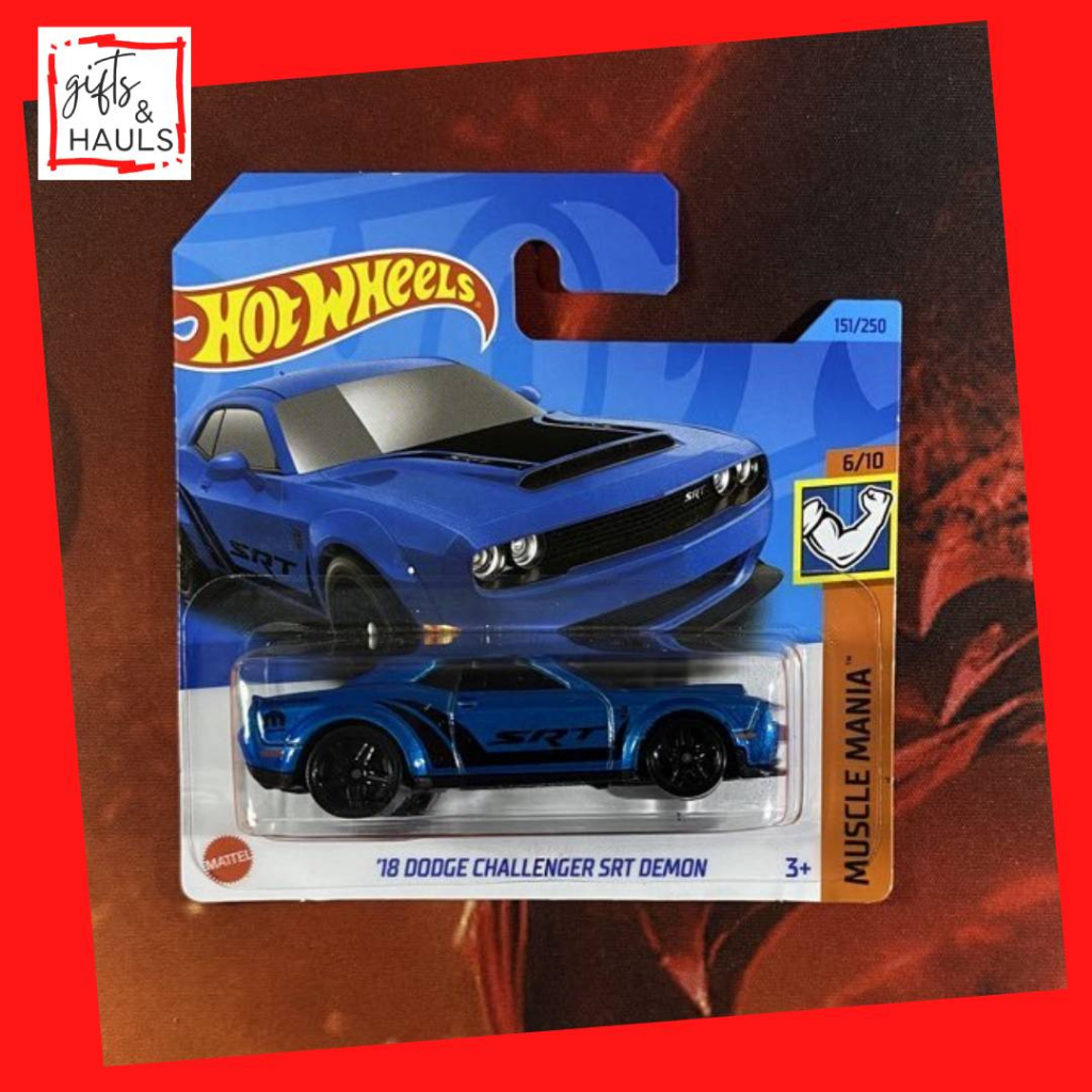 Hot Wheels 18 Dodge Challenger Srt Demon Blue Muscle Mania 6 10