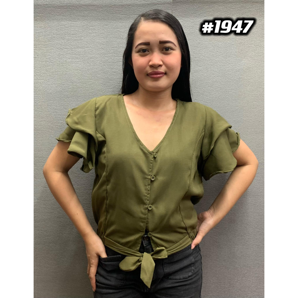 Style Crop Top plain short sleeve with tie Shopee Philippines