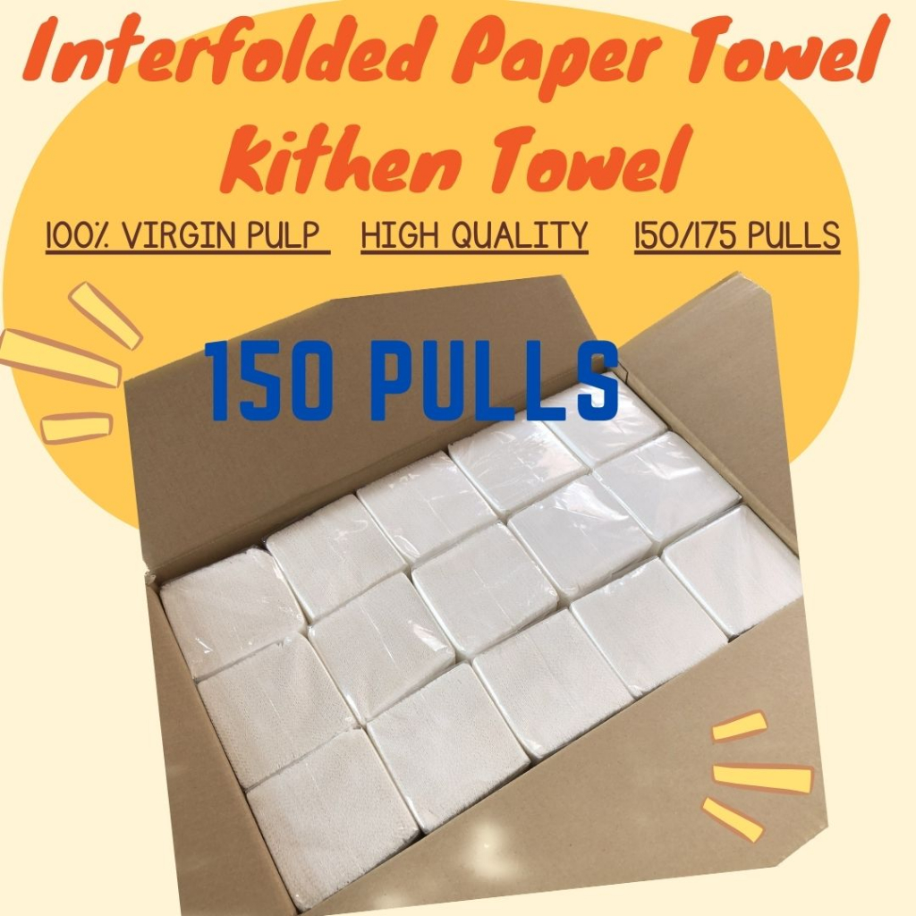 Paper Towel 150 175 Pulls Box 30 Packs Interfolded Tissue 100 Virgin Pulp Shopee Philippines