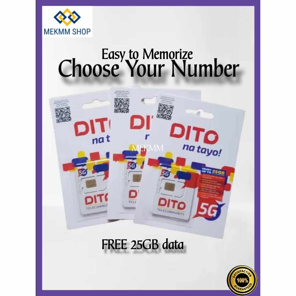 DITO Sim CHOOSE NUMBER FREE 25GB ( EASY TO MEMORIZE ) | Shopee Philippines