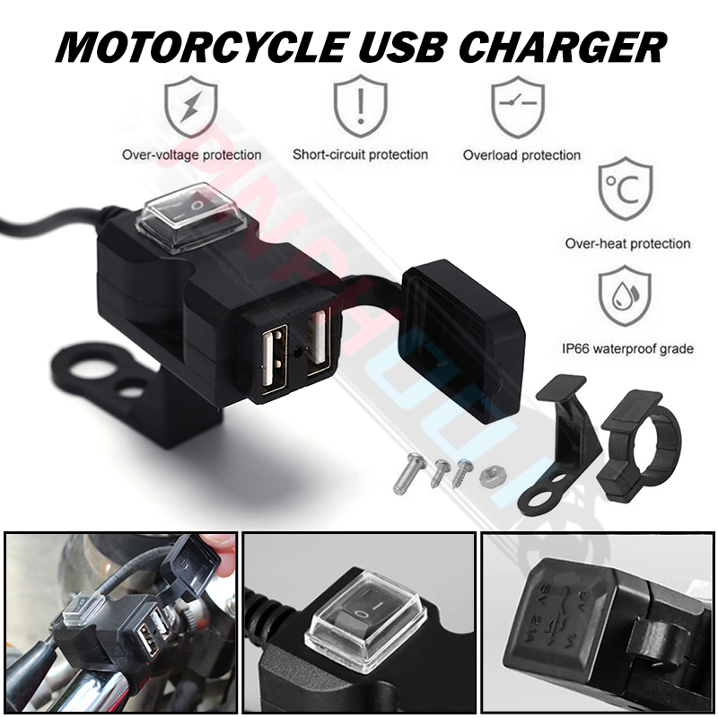 Motorcycle Usb Charger Handlebar Charger Waterproof V A A Adapter Power Shopee Philippines