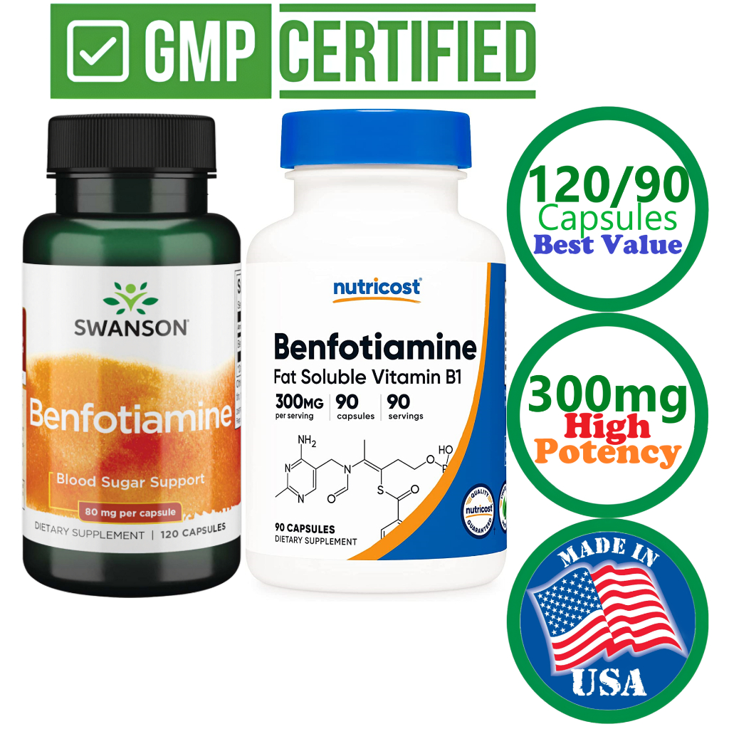 Real Benfotiamine 120/90 Caps 300/80mg Active Methylated B1 Vitamin ...