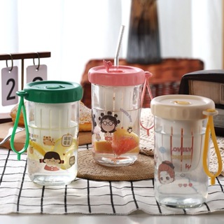 1pc 450ml Creative Fashionable Pattern Plastic Tumbler Cup With Straw,  Minimalist Water Cup