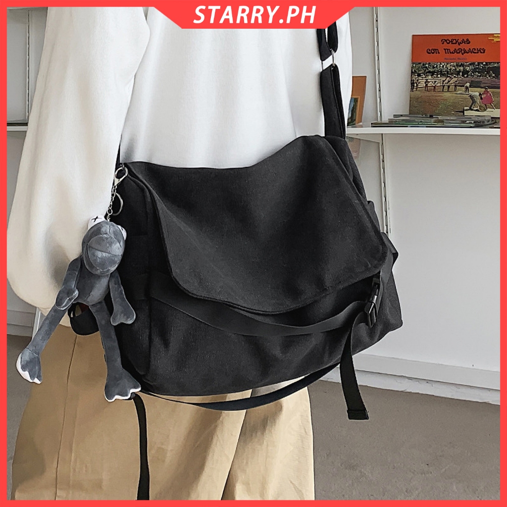 Fashionable Korean Shoulder Bag Big Capacity Canvas Messages Bag Ins