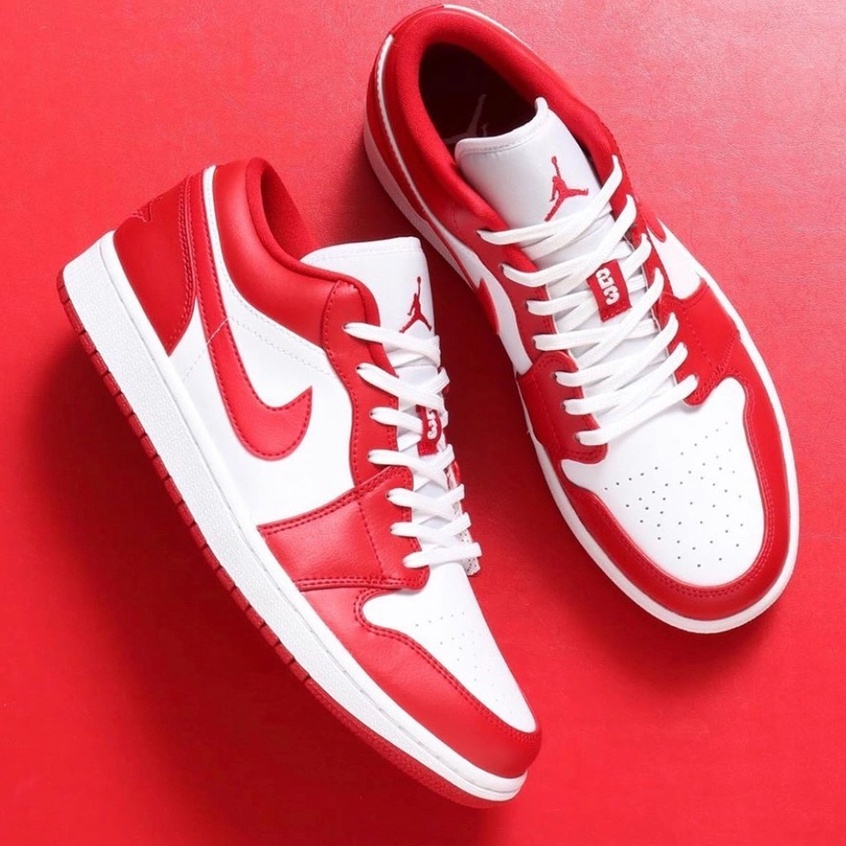 Fashion Air Jordan 1 aj1 Low cut Red/White sneaker for women and men ...