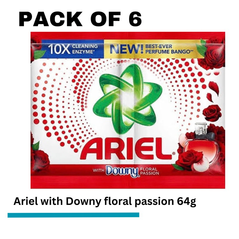 PACK OF 6 Ariel Powder detergent with downy Floral Passion 64g Shopee