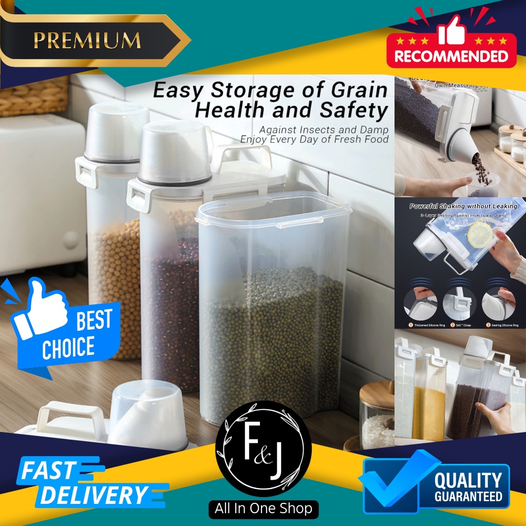 Plastic Food Container Home Sealed StorageBox Can Grains Kitchen