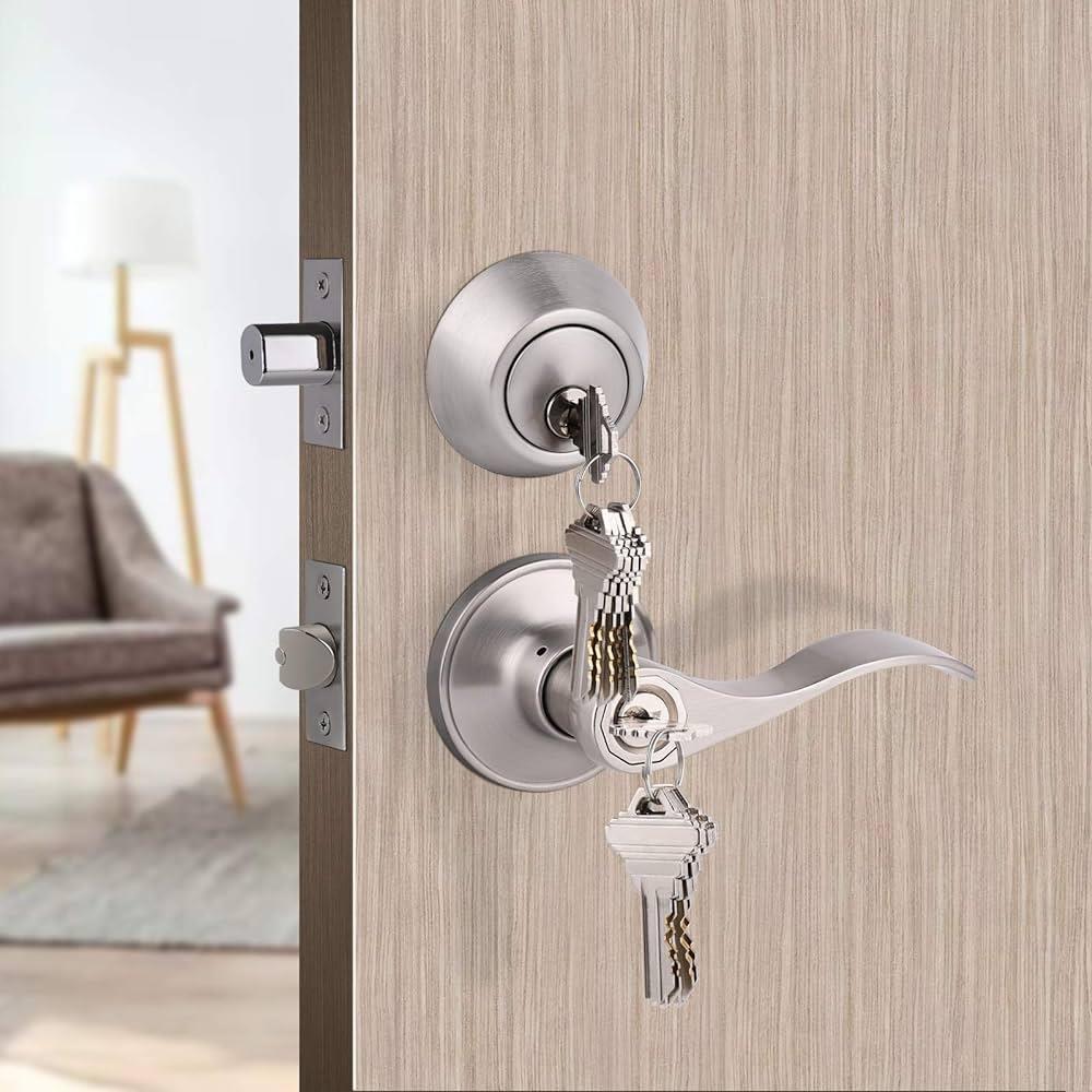 Combo lock set Entry Lever and Single Cylinder Deadbolt Combo PackKeyed