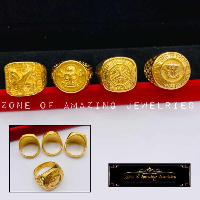 zoaj.ph Italy Gold Mens Ring with 750 Engraved Premium Stainless Gold ...