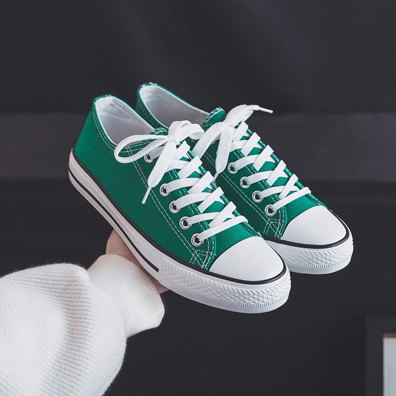 Canvas shoes women s low top Korean version all match casual green canvas shoes Shopee Philippines
