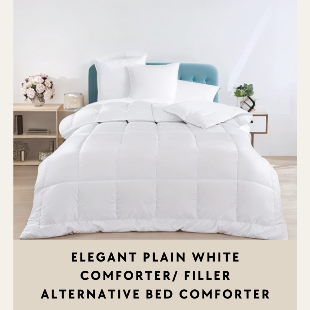Elegant Plain White Comforter Queen/King Thick Comforter/ Filler