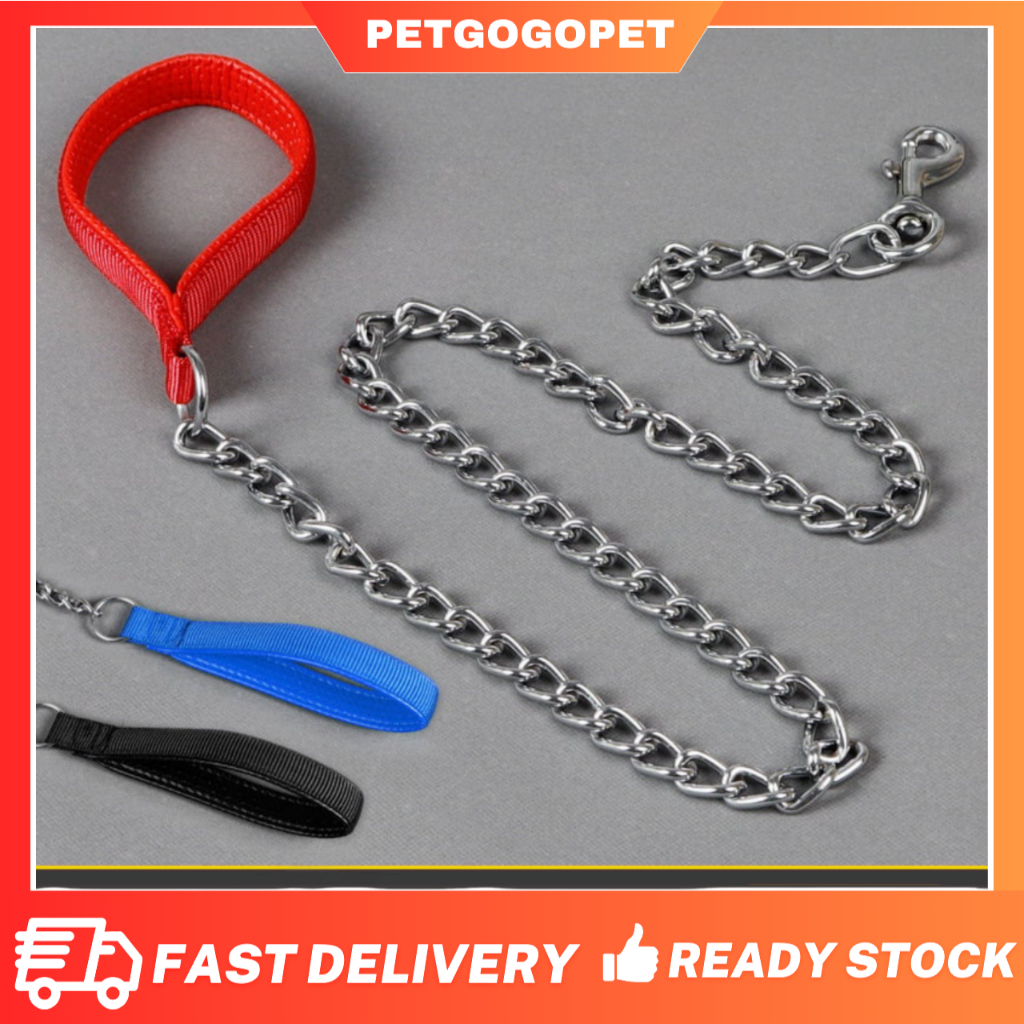 Dog Chain Leash Heavy Duty Dog Stainless Steel Dog Leash Soft Padded