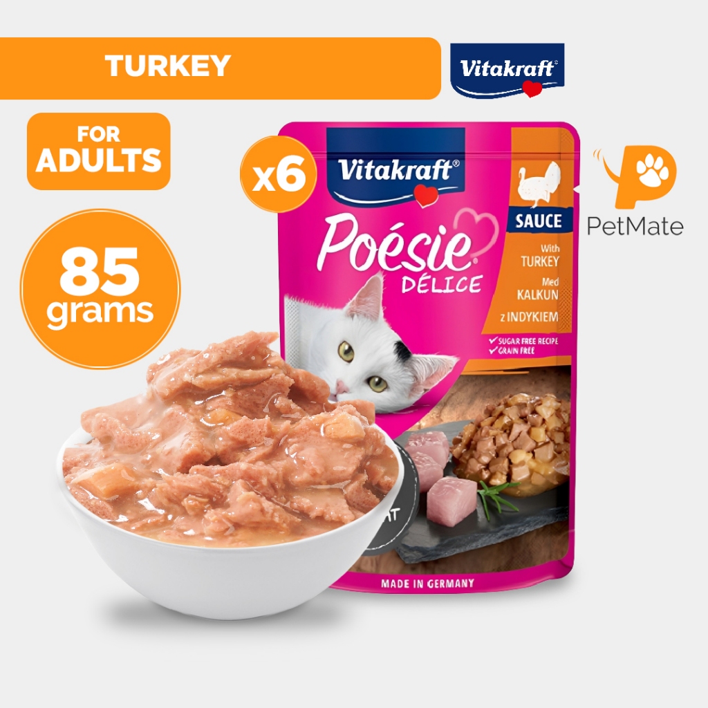 Vitakraft Poesie Delisauce Adult Cat Wet Food Pouch Turkey II 85g ...