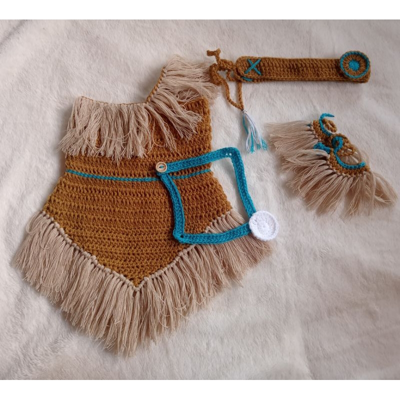 Crochet Pocahontas Costume set for babies Shopee Philippines